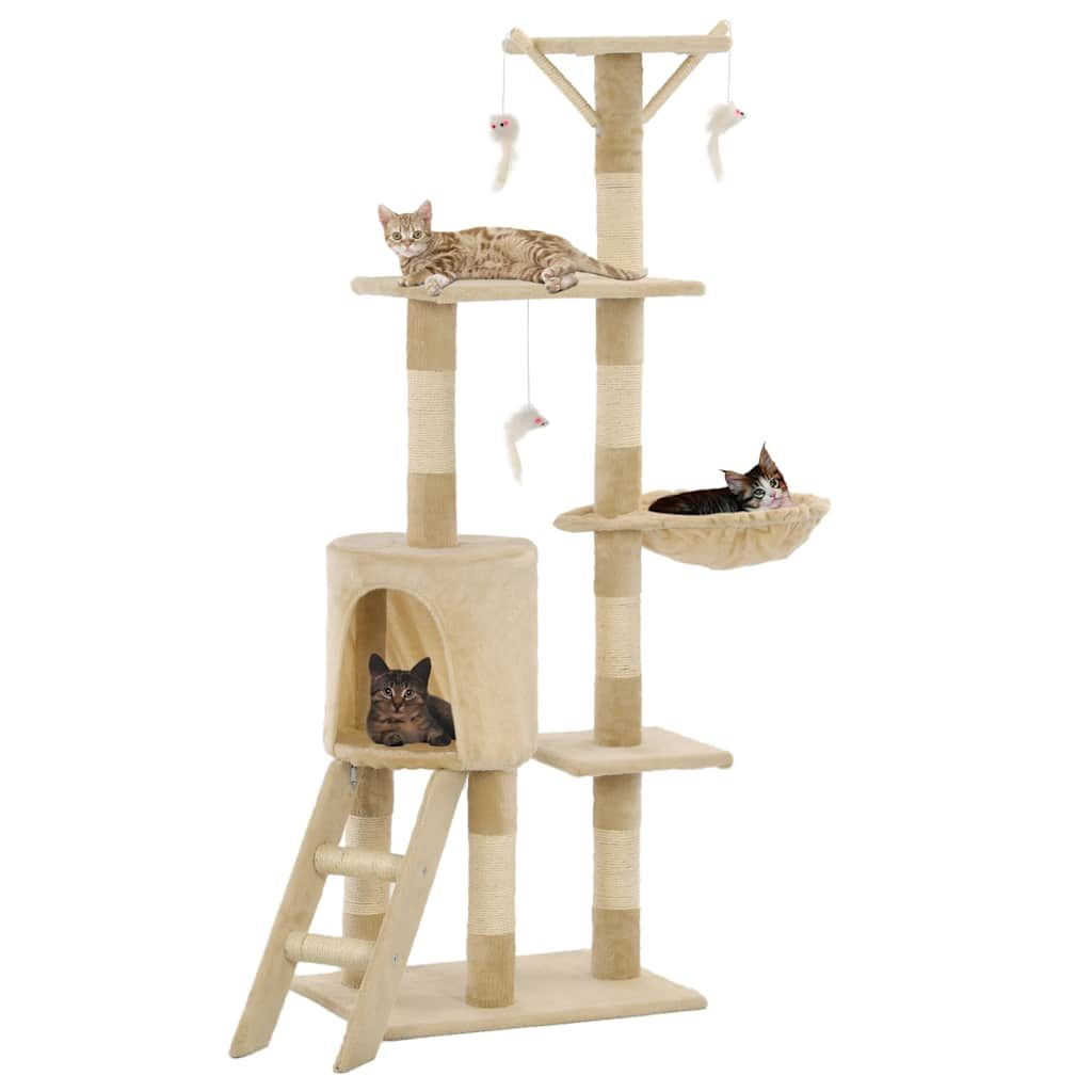 Albero per Gatti con Tiragraffi in Sisal 138 cm Beige vidaXL
