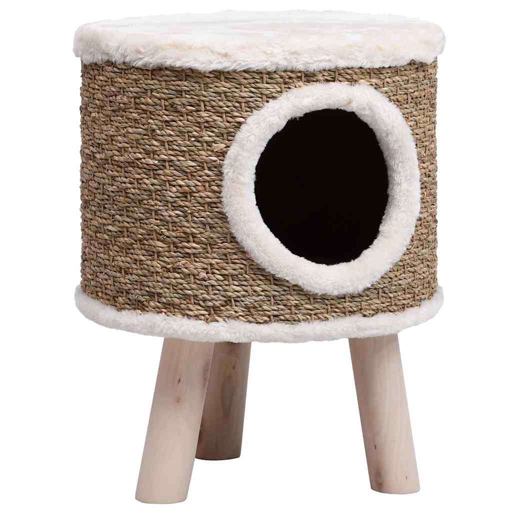 Cuccia per Gatti con Gambe in Legno 41 cm in Giunco vidaXL