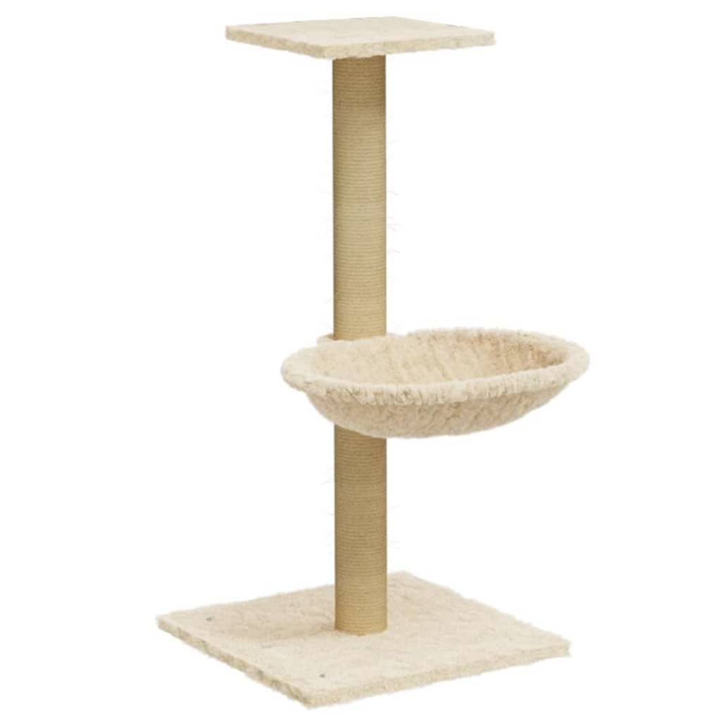 Albero per Gatti con Palo Tiragraffi in Sisal Crema 74 cm vidaXL