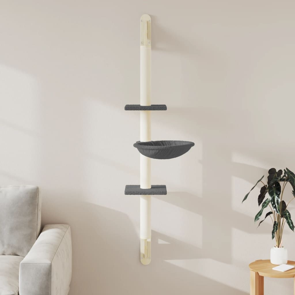 Albero per Gatti con Tiragraffi a Parete Grigio Scuro 142,5 cm vidaXL