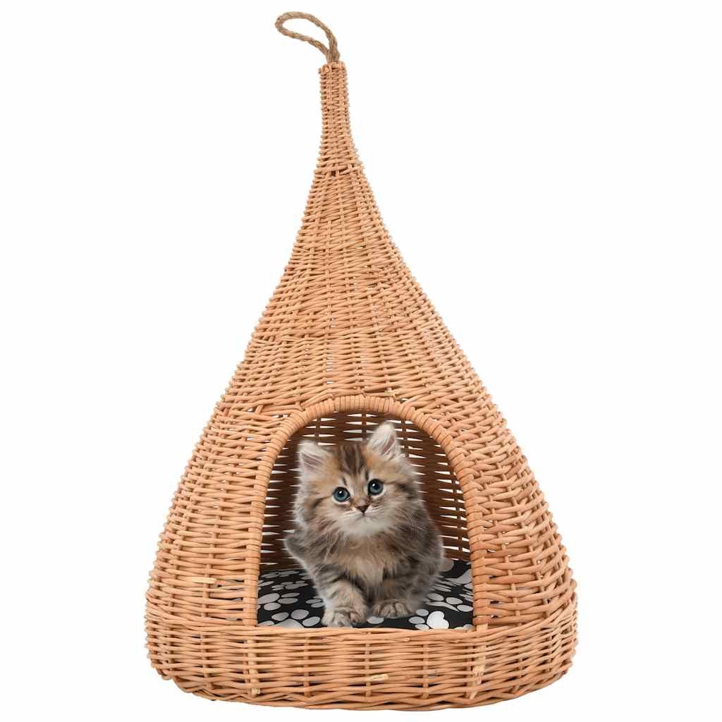 Cesta per Gatti con Cuscino 40x60cm Teepee Salice Naturale vidaXL