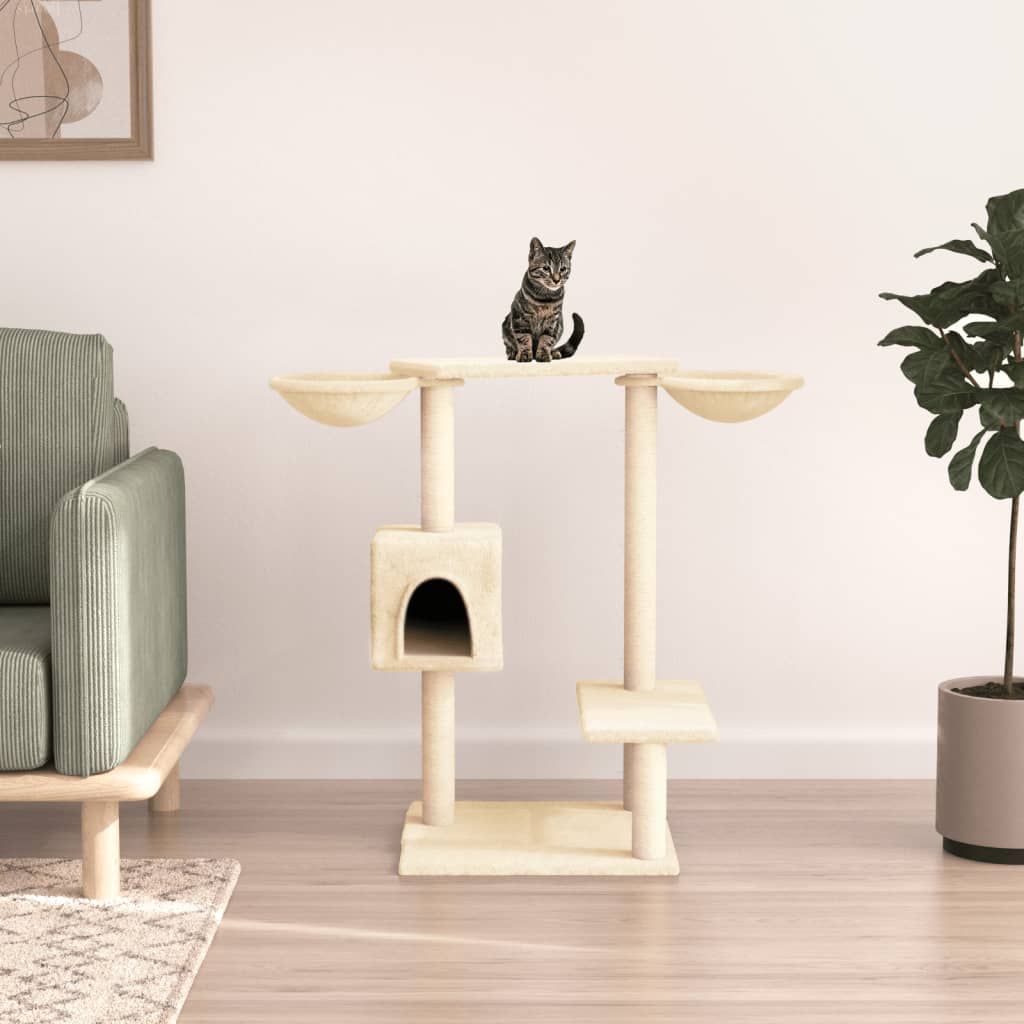 Albero per Gatti con Tiragraffi Crema 82 cm vidaXL