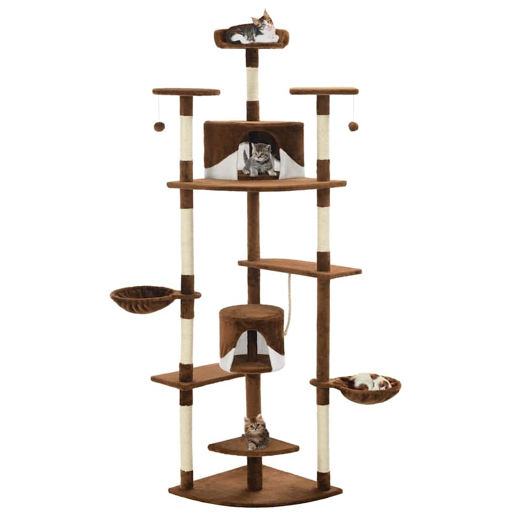 Albero per Gatti e Tiragraffi in Sisal 203 cm Marrone e Bianco vidaXL