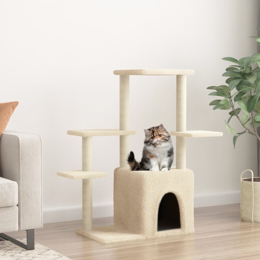 Albero per Gatti con Tiragraffi in Sisal Crema 97,5 cm vidaXL