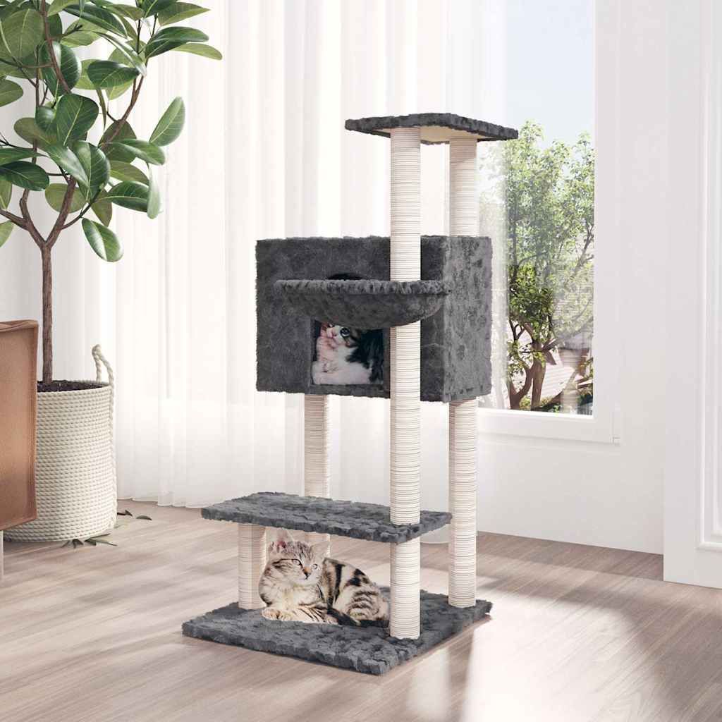 Albero per Gatti con Tiragraffi in Sisal Grigio Scuro 108,5 cm vidaXL