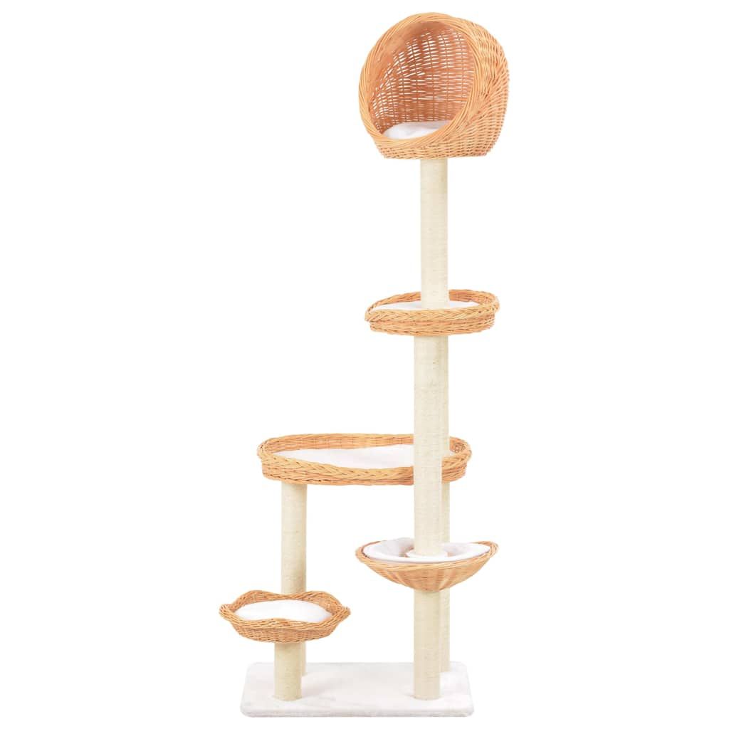 Albero per Gatti con Tiragraffi in Legno di Salice Naturale vidaXL