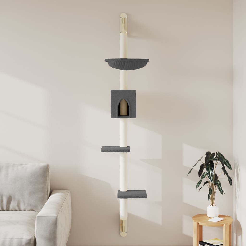 Albero per Gatti con Tiragraffi a Parete Grigio Scuro 187 cm vidaXL