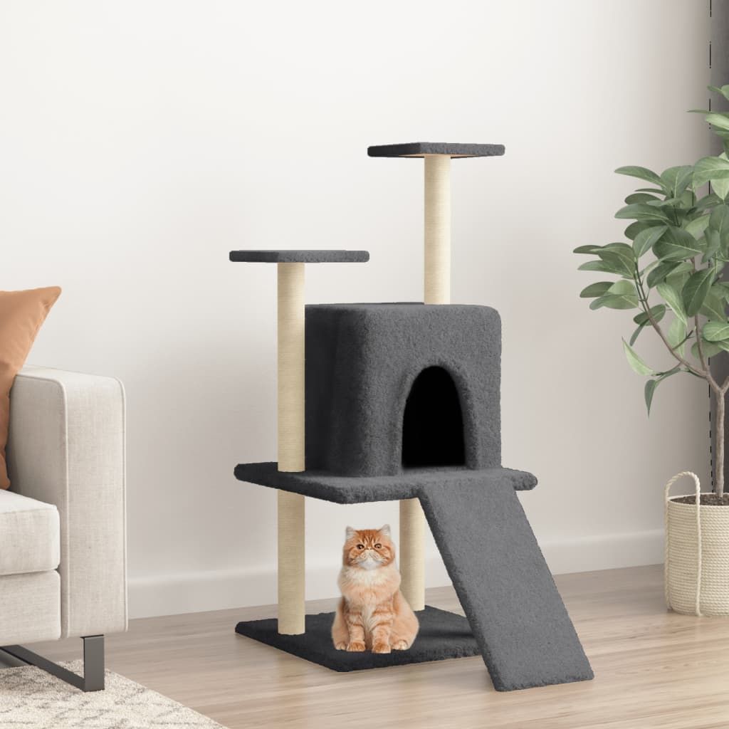 Albero per Gatti con Tiragraffi in Sisal Grigio Scuro 110 cm vidaXL