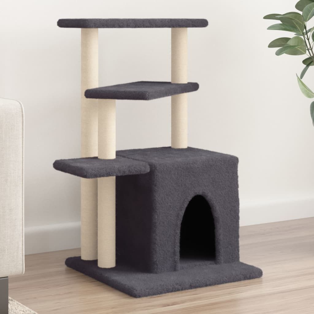 Albero per Gatti con Tiragraffi in Sisal Grigio Scuro 83,5 cm vidaXL
