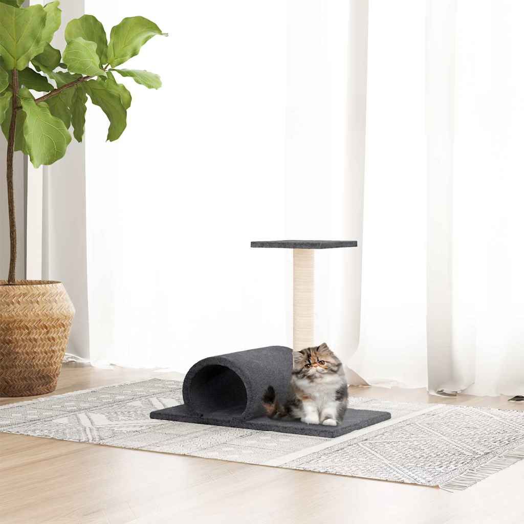 Palo Tiragraffi per Gatti con Tunnel Grigio Scuro 60x34,5x50cm vidaXL