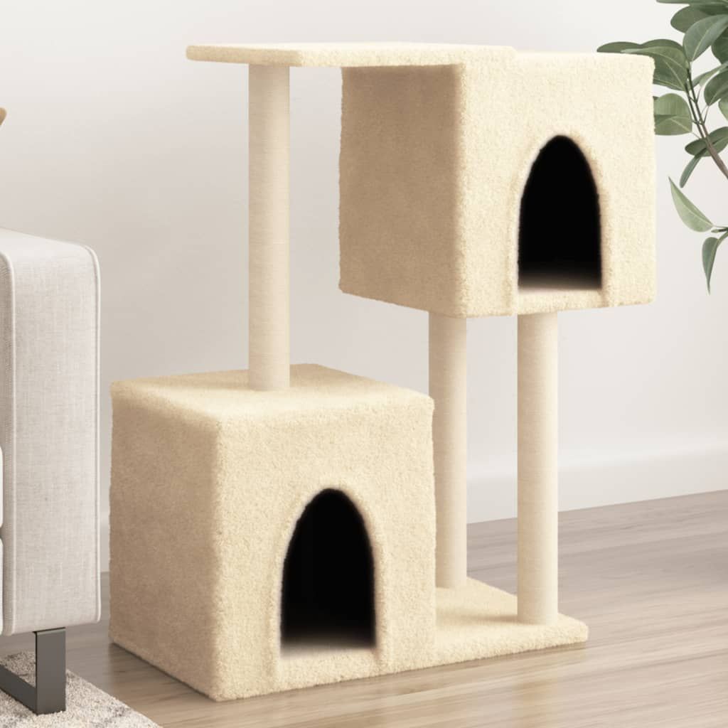 Albero per Gatti con Tiragraffi in Sisal Crema 86 cm vidaXL