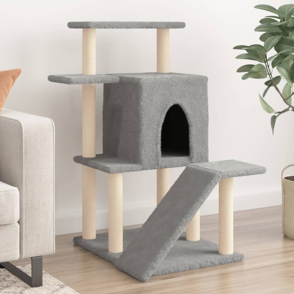 Albero per Gatti con Tiragraffi in Sisal Grigio Chiaro 97 cm vidaXL