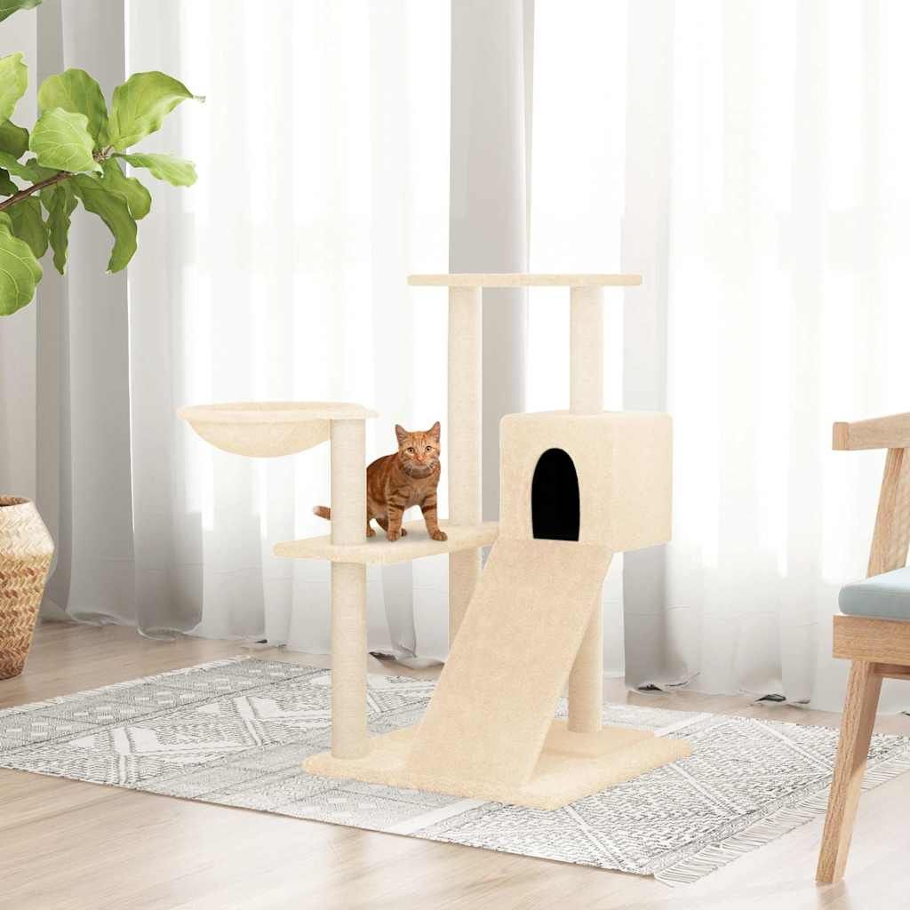 Albero per Gatti con Tiragraffi in Sisal Crema 82 cm vidaXL