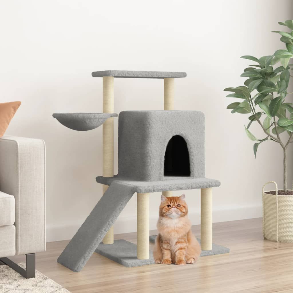 Albero per Gatti con Tiragraffi in Sisal Grigio Chiaro 96,5 cm vidaXL