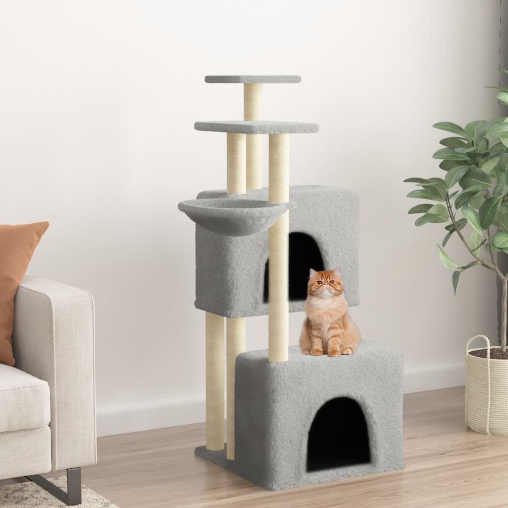 Albero per Gatti con Tiragraffi in Sisal Grigio Chiaro 122 cm vidaXL