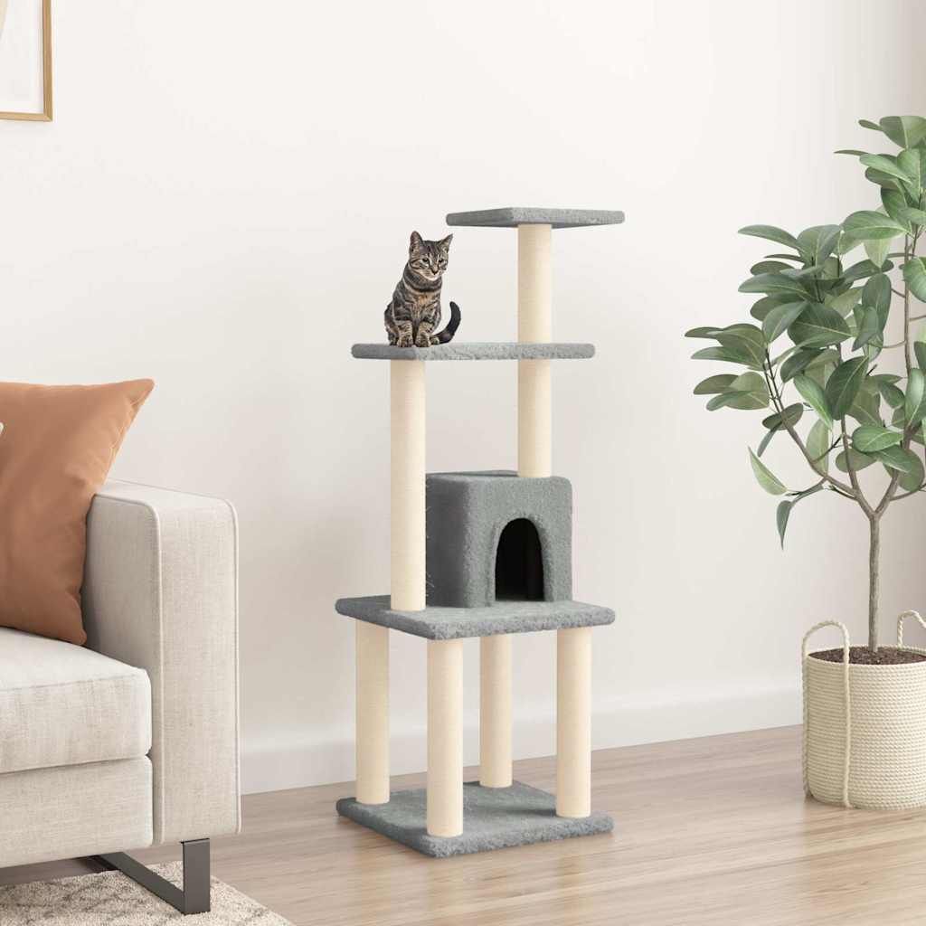 Albero per Gatti con Tiragraffi in Sisal Grigio Chiaro 105 cm vidaXL