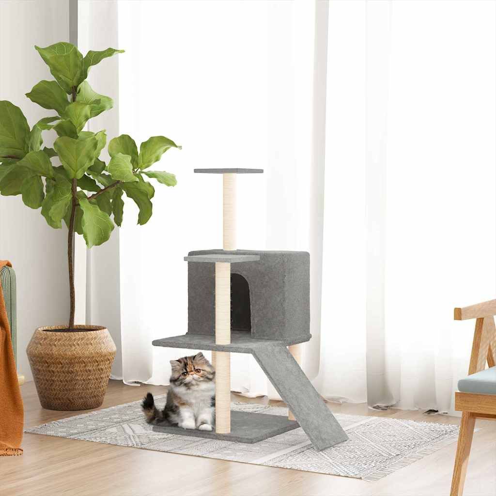 Albero per Gatti con Tiragraffi in Sisal Grigio Chiaro 109 cm vidaXL