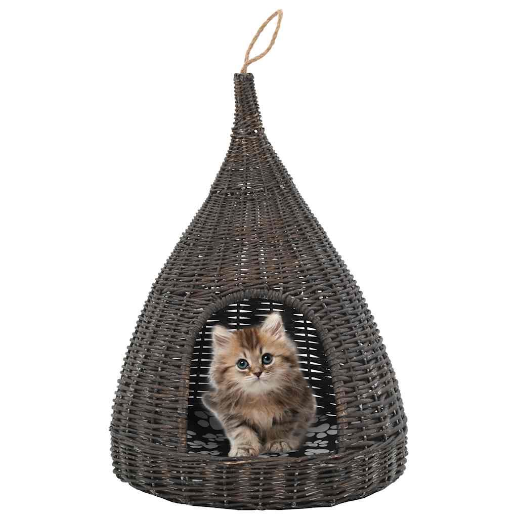 Cesta per Gatti Cuscino Grigio 40x60cm Teepee Salice Naturale vidaXL