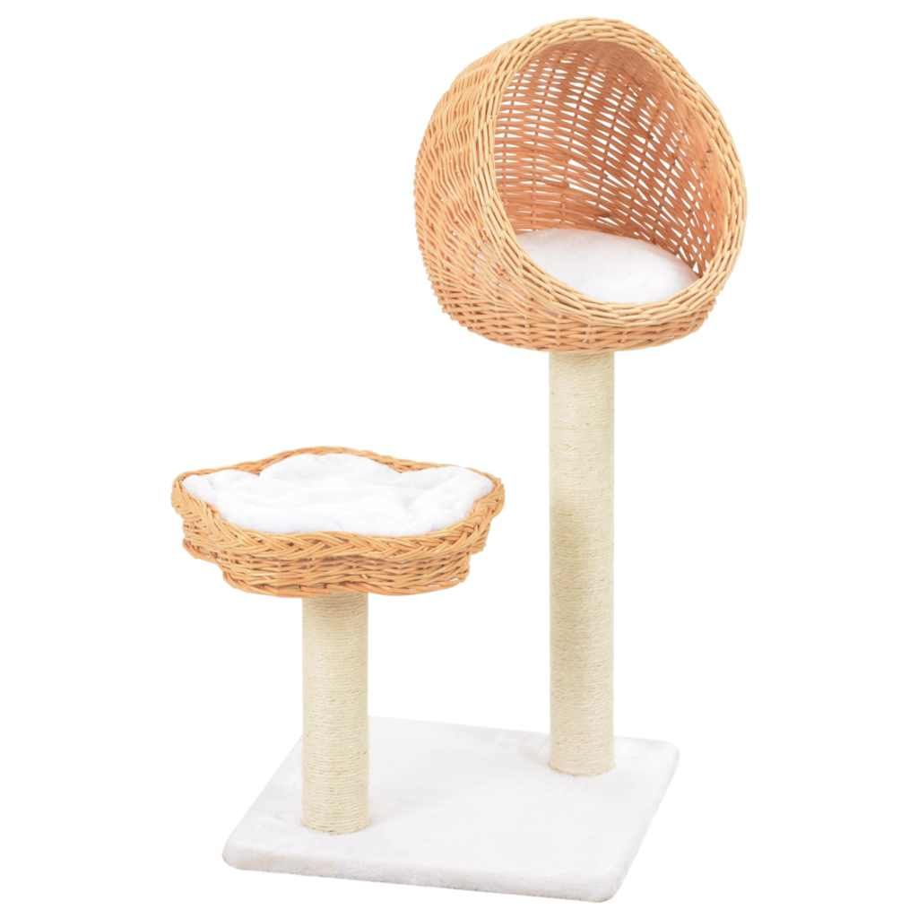 Albero per Gatti con Tiragraffi in Legno di Salice Naturale vidaXL
