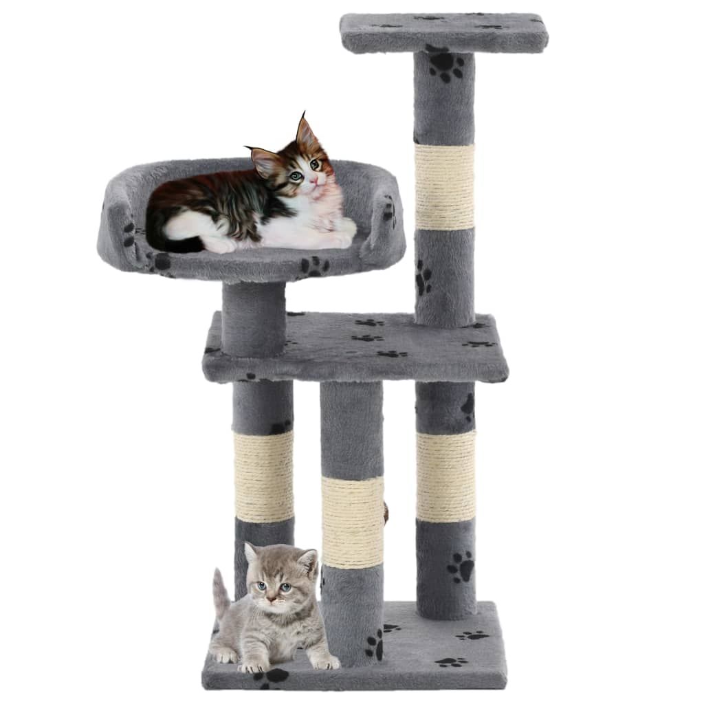 Albero per Gatti Tiragraffi in Sisal 65 cm Zampe Stampate Grigio vidaXL