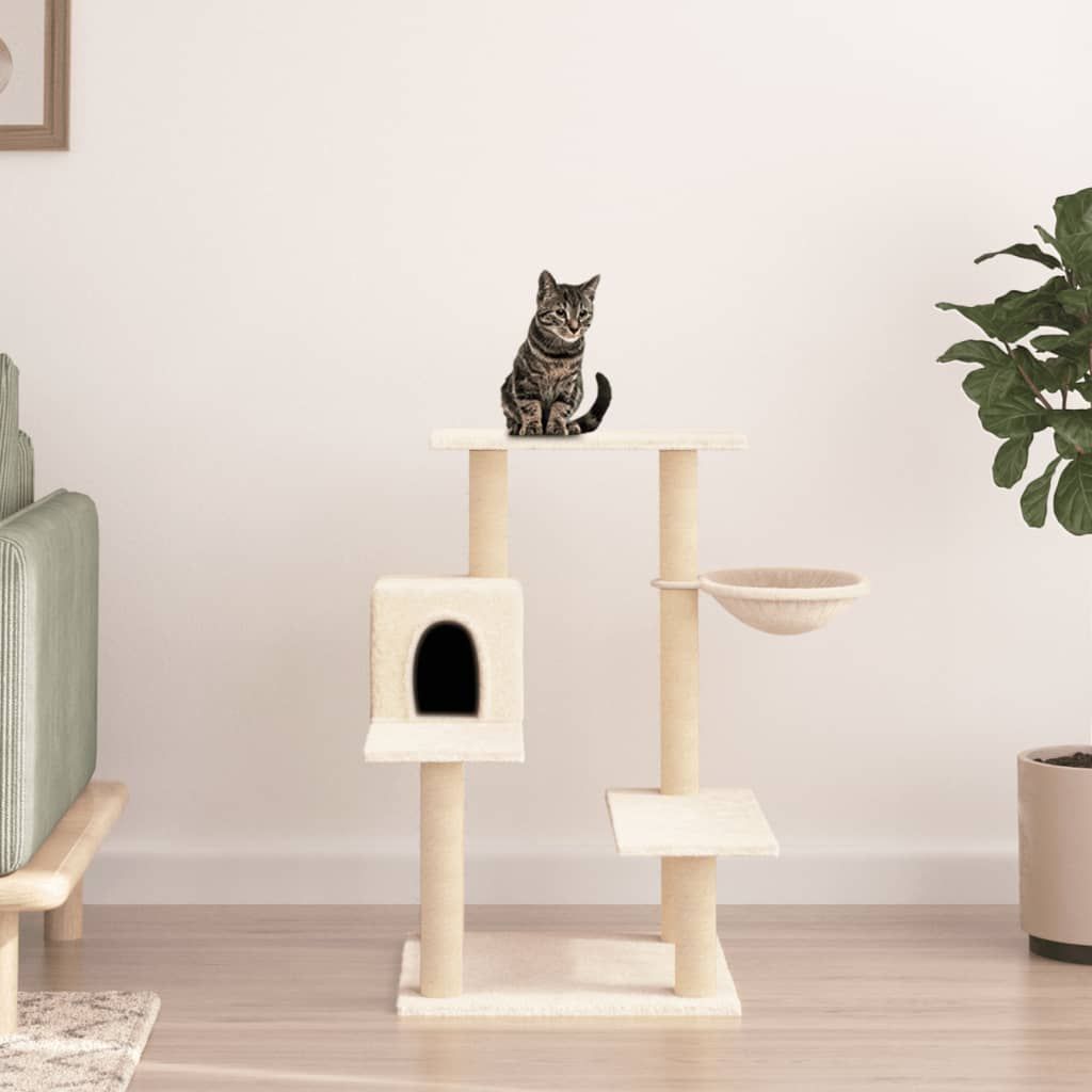 Albero per Gatti con Tiragraffi in Sisal Crema 82,5 cm vidaXL