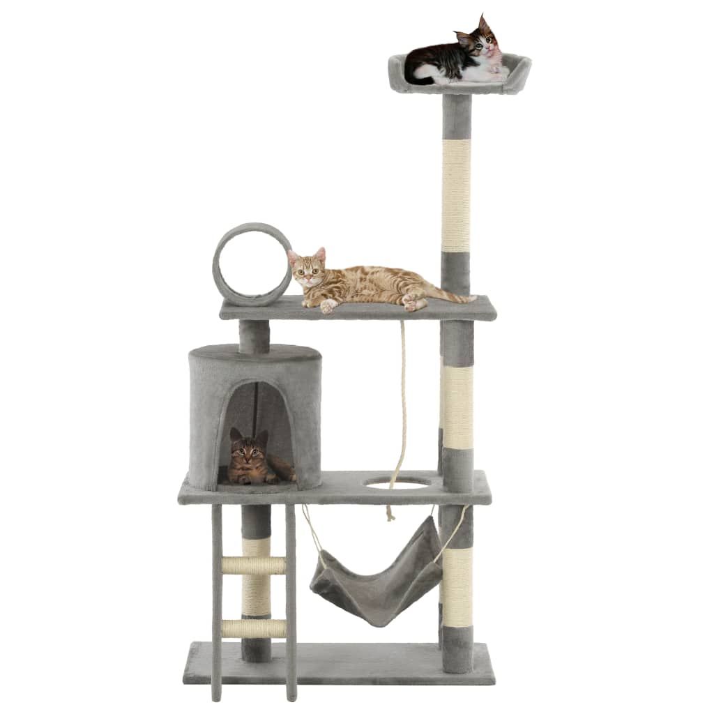 Albero per Gatti con Tiragraffi in Sisal 140 cm Grigio vidaXL