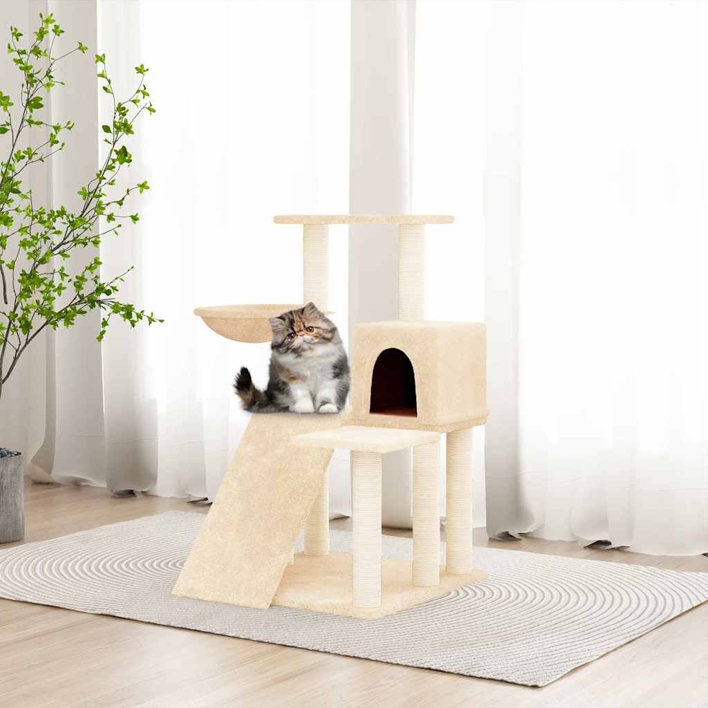 Albero per Gatti con Tiragraffi in Sisal Crema 82 cm vidaXL