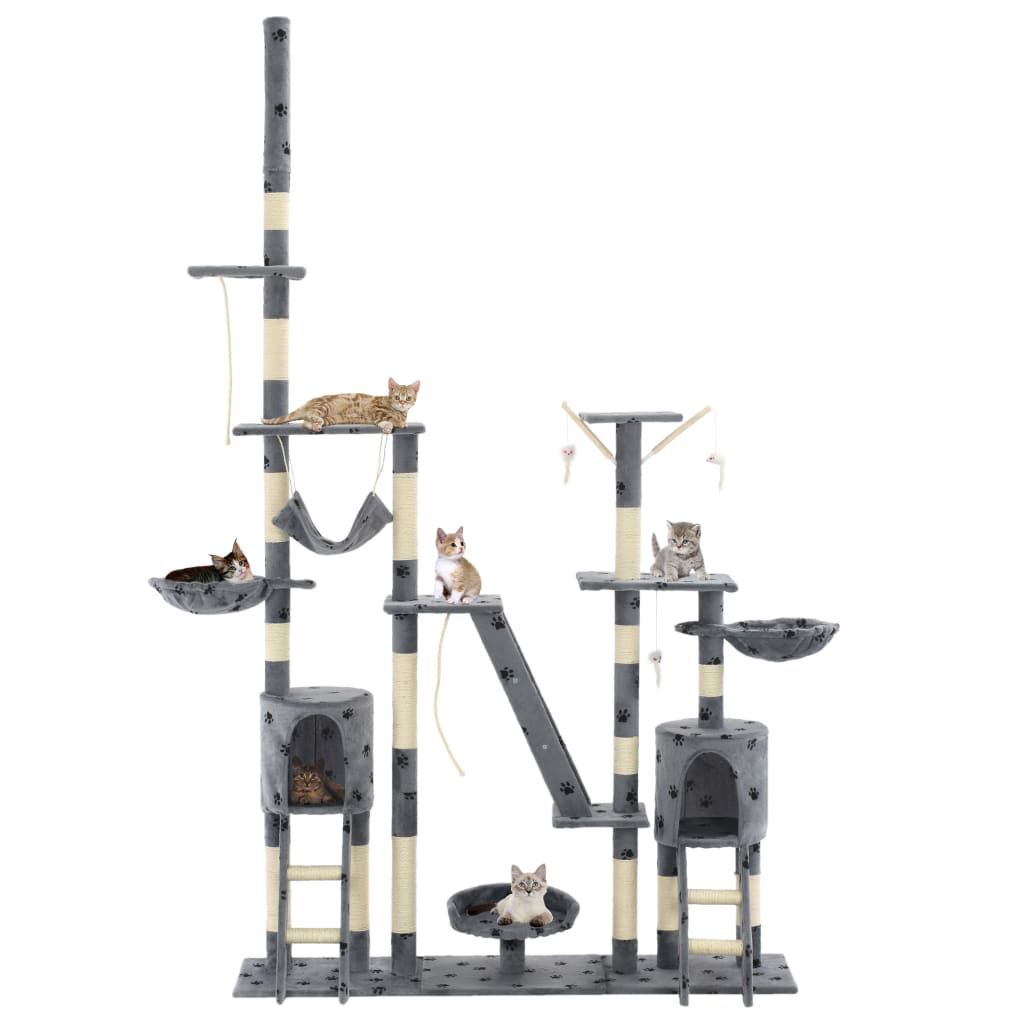 Albero per Gatti Tiragraffi Sisal 230-250cm Stampa Zampe Grigio vidaXL