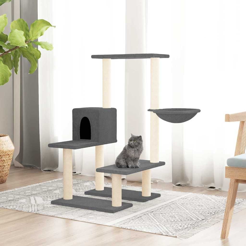 Albero per Gatti con Tiragraffi in Sisal Grigio Scuro 94,5 cm vidaXL