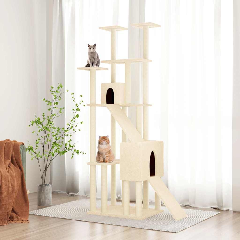 Albero per Gatti con Tiragraffi in Sisal Crema 190 cm vidaXL