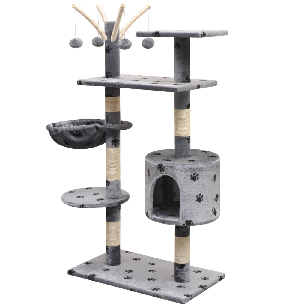 Albero per Gatti Tiragraffi Sisal 125 cm Zampe Stampate Grigio vidaXL