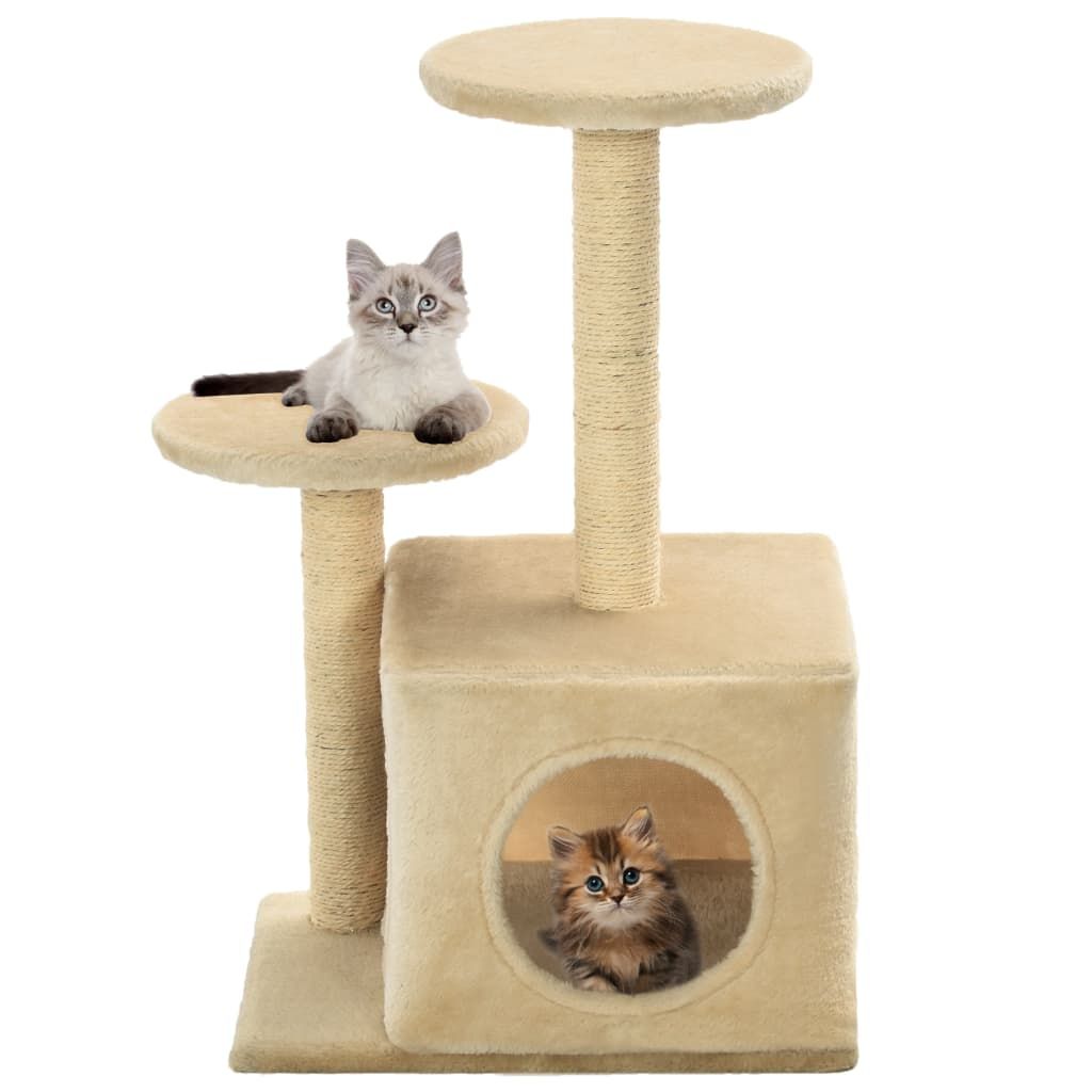 Albero per Gatti con Pali Tiragraffi in Sisal 60 cm Beige vidaXL