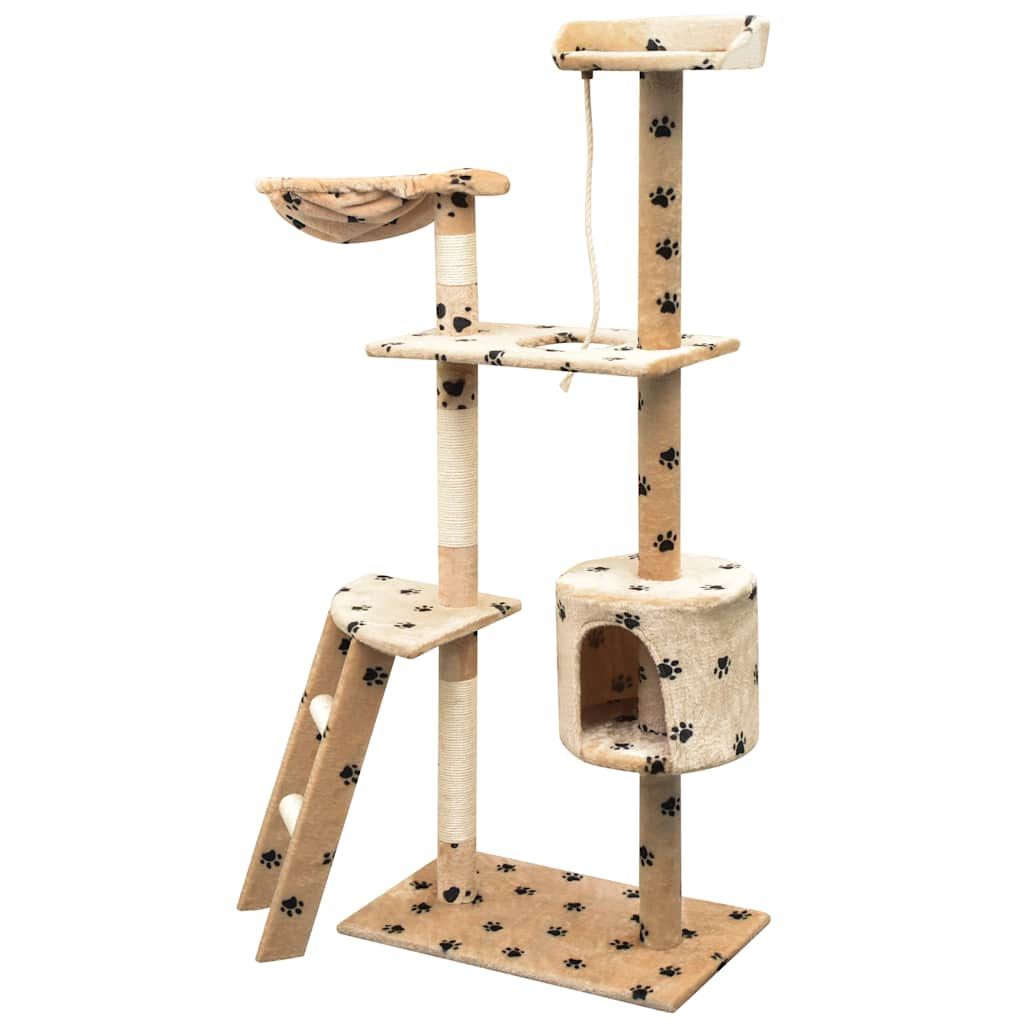 Albero per Gatti Tiragraffi Sisal 150 cm Zampe Stampate Beige vidaXL