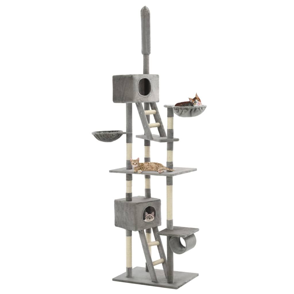 Albero per Gatti con Tiragraffi in Sisal 230-260 cm Grigio vidaXL