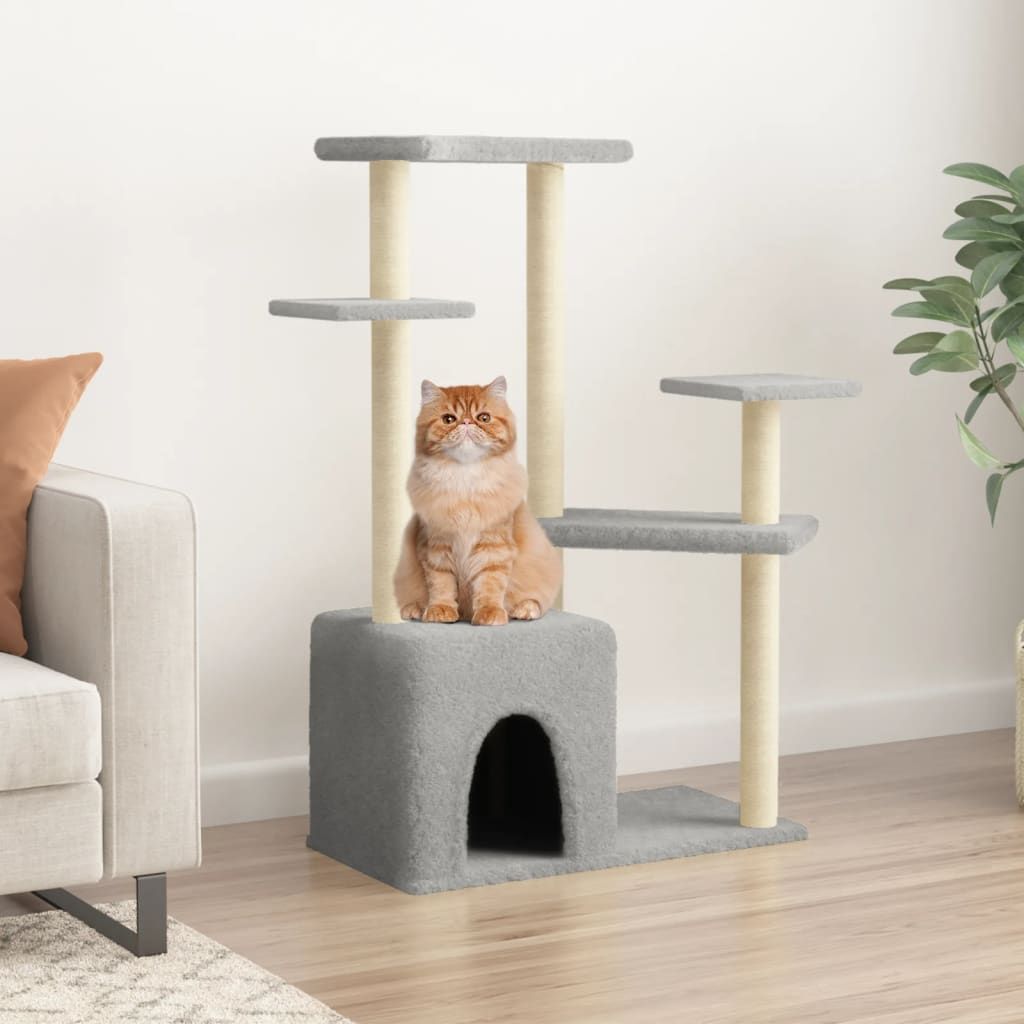 Albero per Gatti con Tiragraffi in Sisal Grigio Chiaro 107,5 cm vidaXL