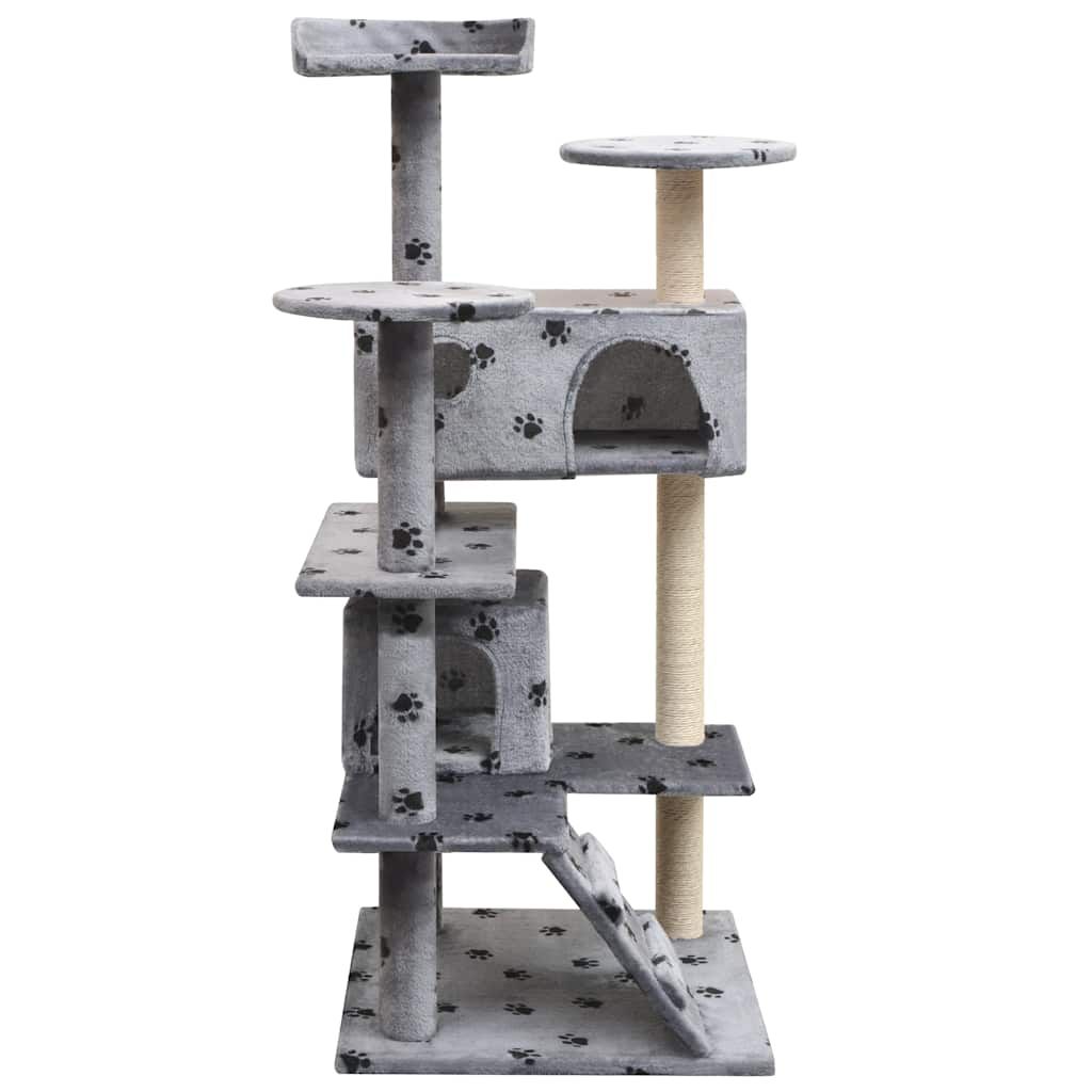 Albero per Gatti Tiragraffi in Sisal 125 cm Zampe Stampate Grigio vidaXL