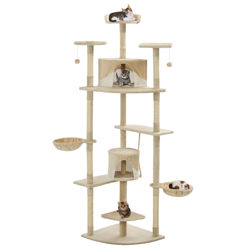 Albero per Gatti e Tiragraffi in Sisal 203 cm Beige e Bianco vidaXL