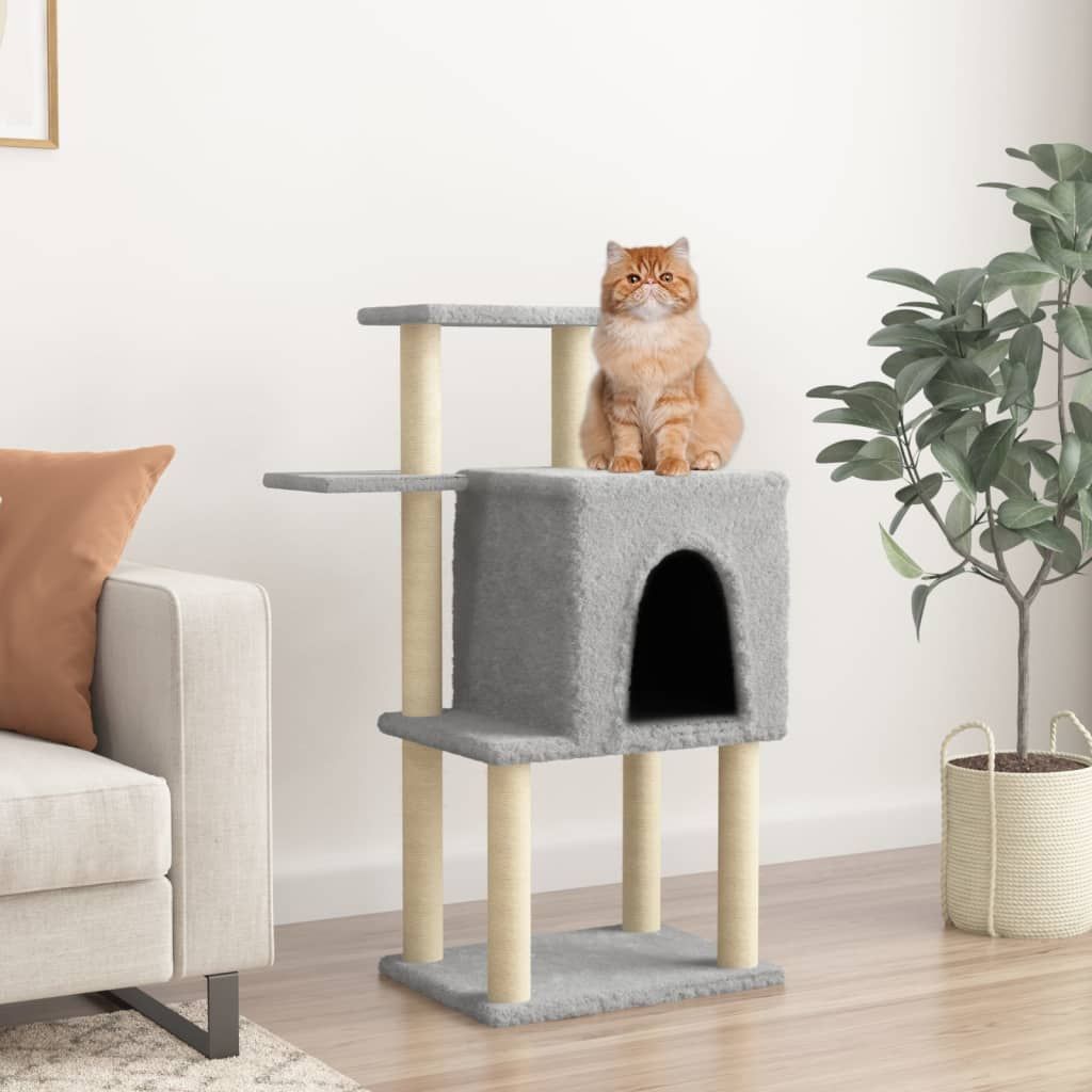 Albero per Gatti con Tiragraffi in Sisal Grigio Chiaro 97 cm vidaXL