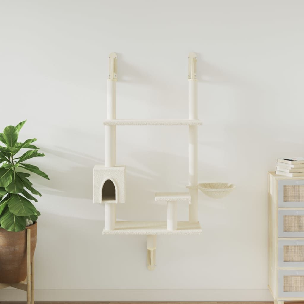 Albero per Gatti con Tiragraffi a Parete Crema 153 cm vidaXL