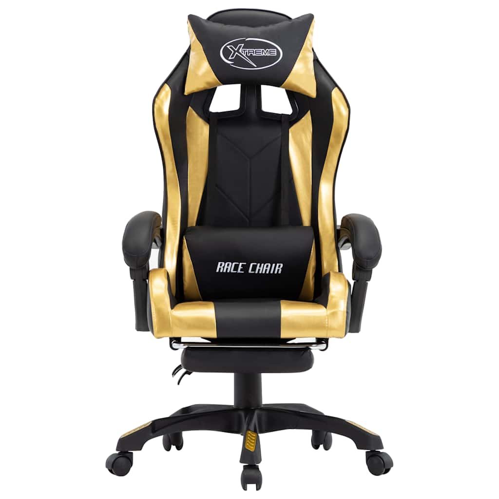 Sedia da Gaming con Poggiapiedi Oro e Nera in Similpelle vidaXL