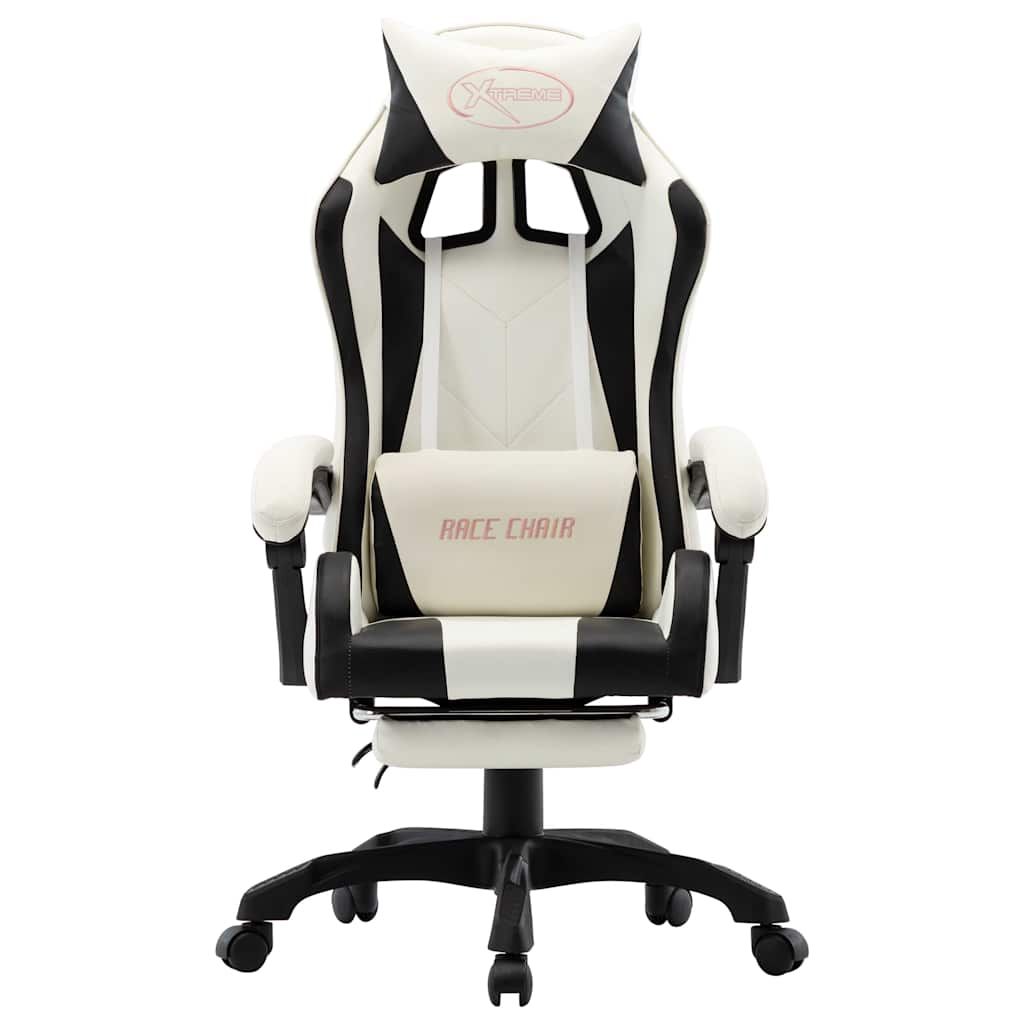 Sedia da Gaming con Poggiapiedi Nera e Bianca in Similpelle vidaXL