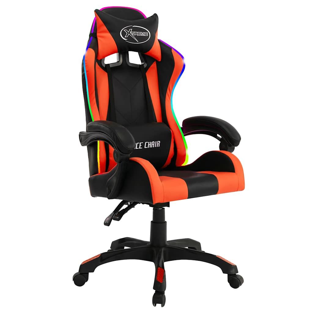 Sedia da Gaming con Luci a LED RGB Arancione e Nera Similpelle vidaXL