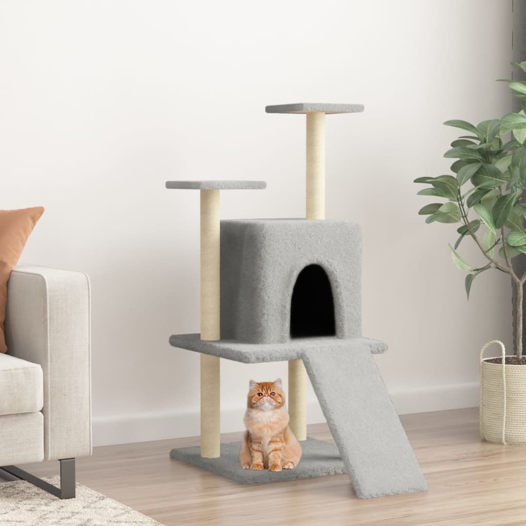 Albero per Gatti con Tiragraffi in Sisal Grigio Chiaro 110 cm vidaXL
