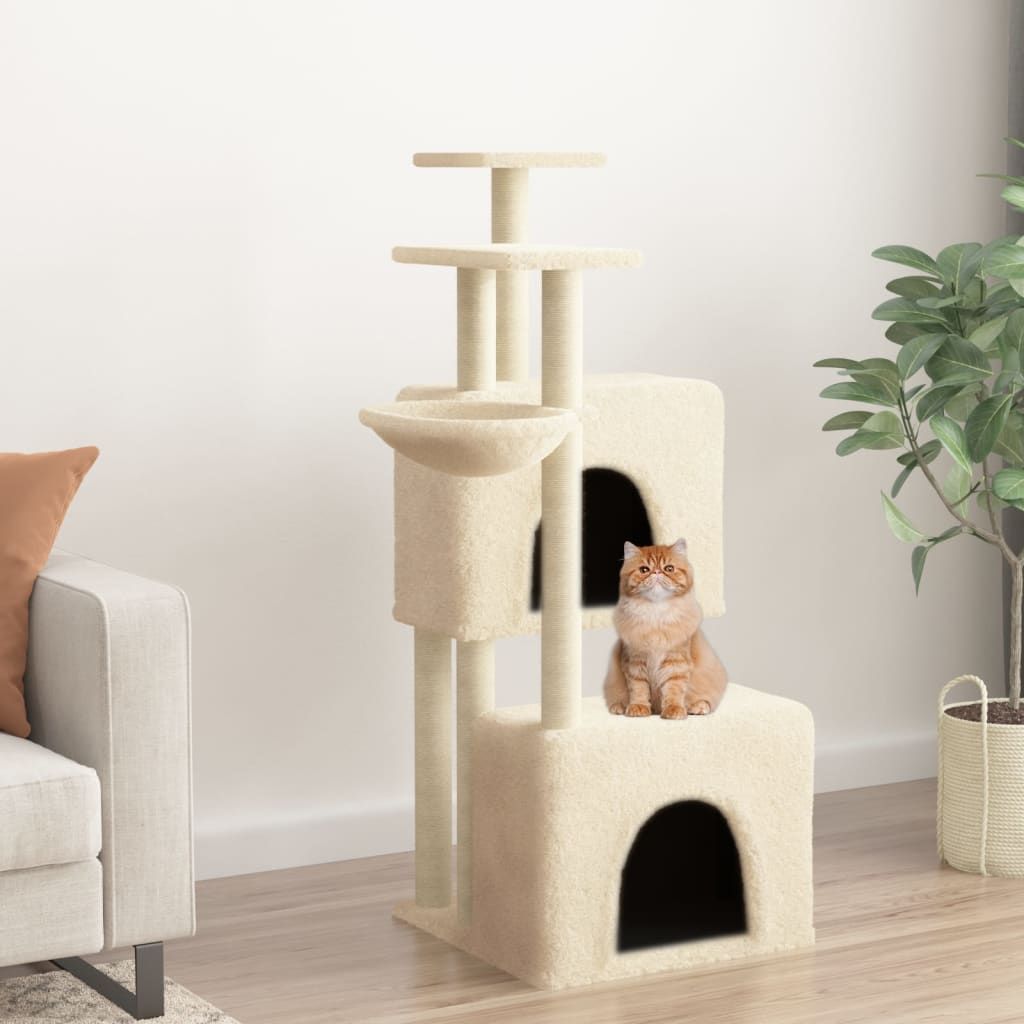 Albero per Gatti con Tiragraffi in Sisal Crema 122 cm vidaXL