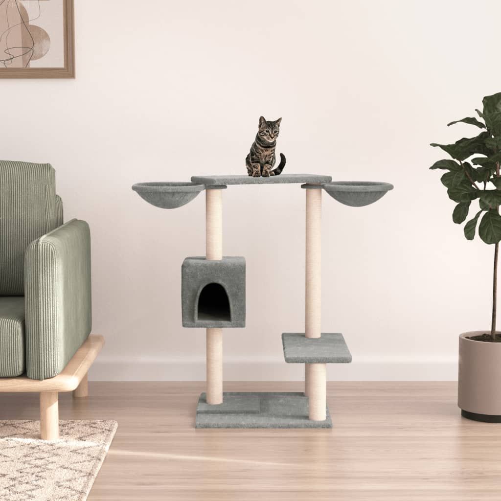 Albero per Gatti con Tiragraffi Grigio Chiaro 82 cm vidaXL