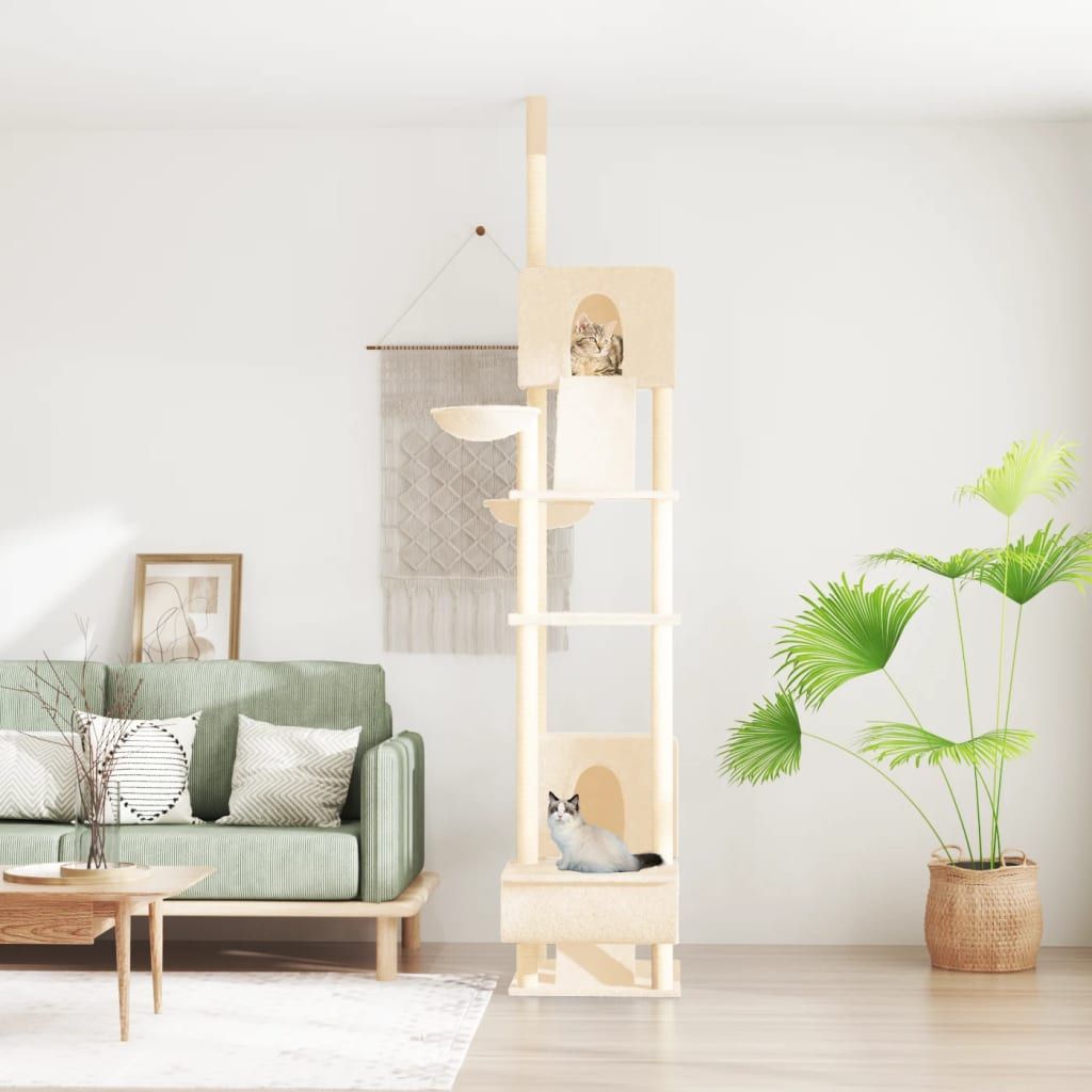 Albero per Gatti da Pavimento a Soffitto Crema 277-303 cm vidaXL