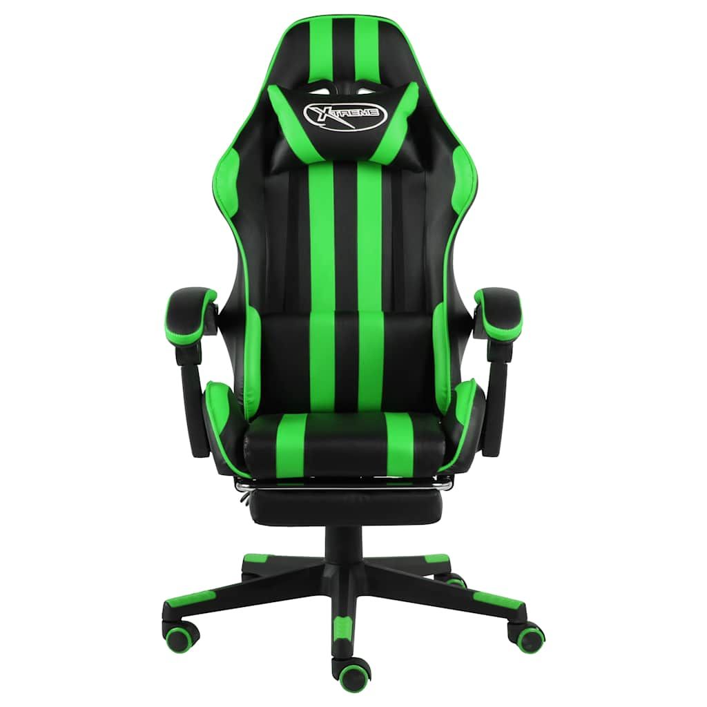 Sedia da Gaming con Poggiapiedi Nero e Verde in Similpelle vidaXL