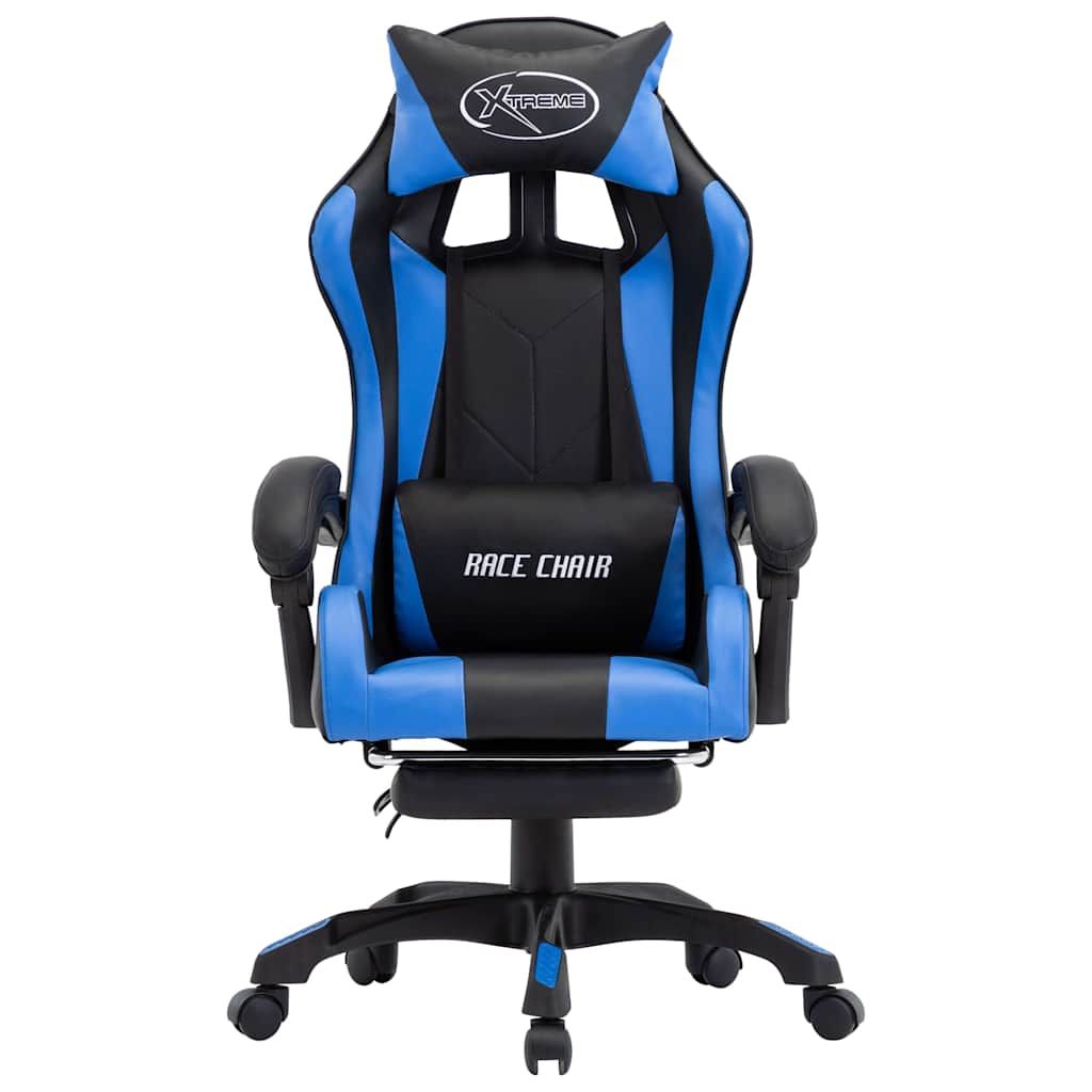 Sedia da Gaming con Poggiapiedi Blu e Nera in Similpelle vidaXL