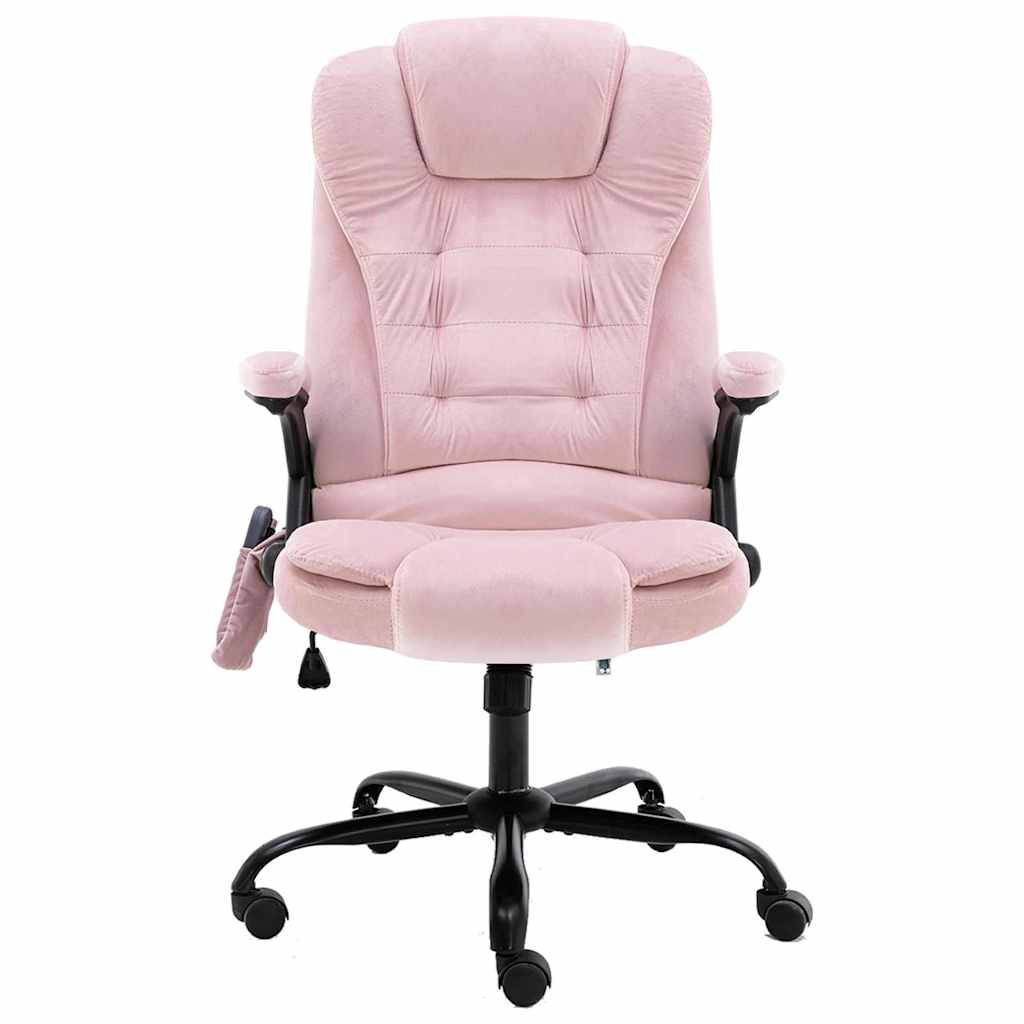 Sedia da Ufficio Massaggiante Rosa in Velluto vidaXL