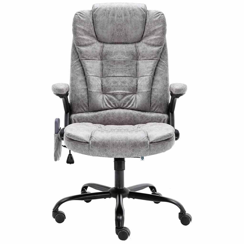 Sedia da Ufficio Massaggiante Grigio Chiaro in Scamosciato vidaXL
